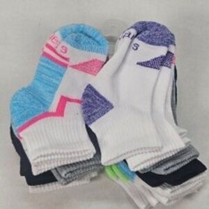 Hanes Cool Comfort Mesh Athletic Socks Ankle Cut Multi Color Girls 12 Pack Sz S
